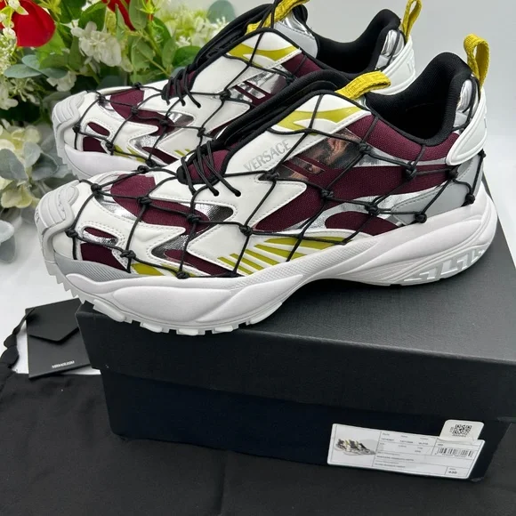 Men’s Versace V3 net leather sneakers size 10 US made in Italy - Picture 7 of 14